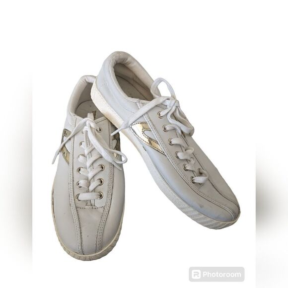 TRETORN WTNY LITE 2 PLUS WHITE GOLD RETRO FEEL LACE UP SNEAKERS - Picture 2 of 5